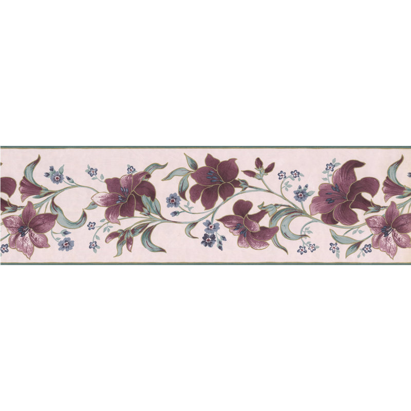 Bordure de papier peint floral et botanique 15 pi x 6,87 po Hazleton Flowers