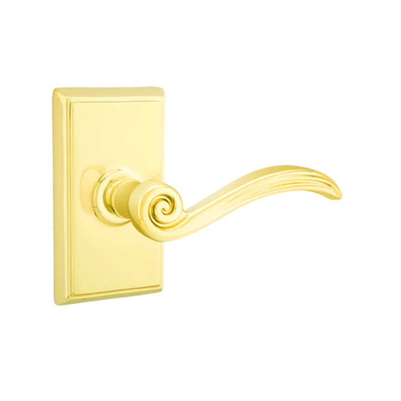 Poignée de porte Elan Passage (Hall & Closet) avec rosette, Laiton brillant, Droite