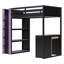 Lit mezzanine une place avec bureau, étagères et tiroirs de rangement, structure en bois massif et MDF, style jeu, gain de place, violet-1976493011