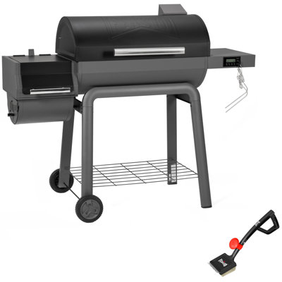 Feasto 30-Inch Heavy-Duty Charcoal Grill with Offset Smoker and Cleaning Brush