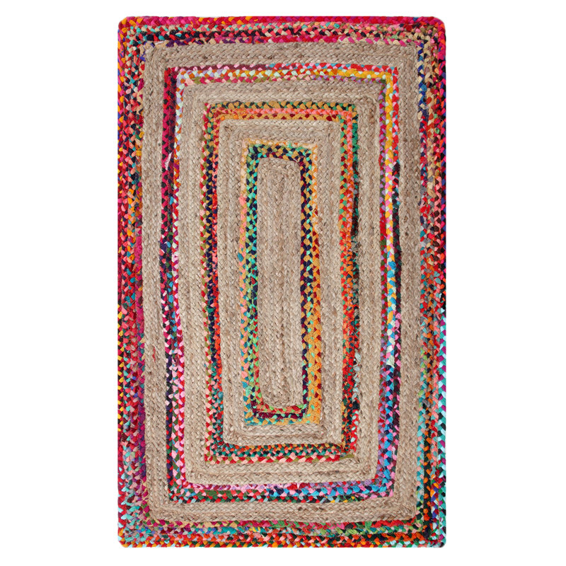 Littoral Striped Jute / Sisal Hand Woven Area Rug, Rectangle 60 x 90cm