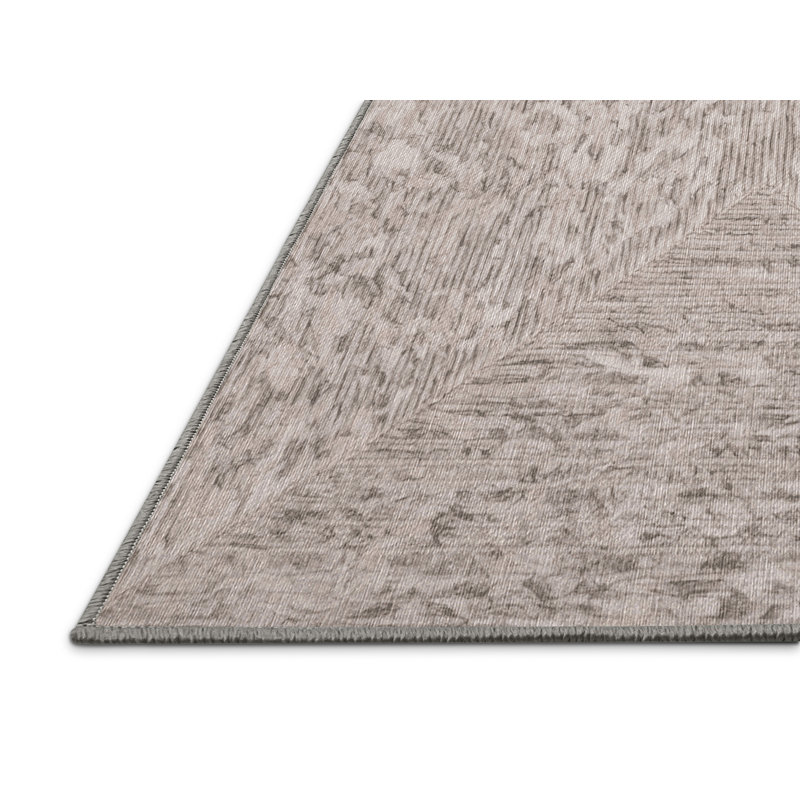 Machine Washable Gray Area Rug, Rectangle 7' x 9'