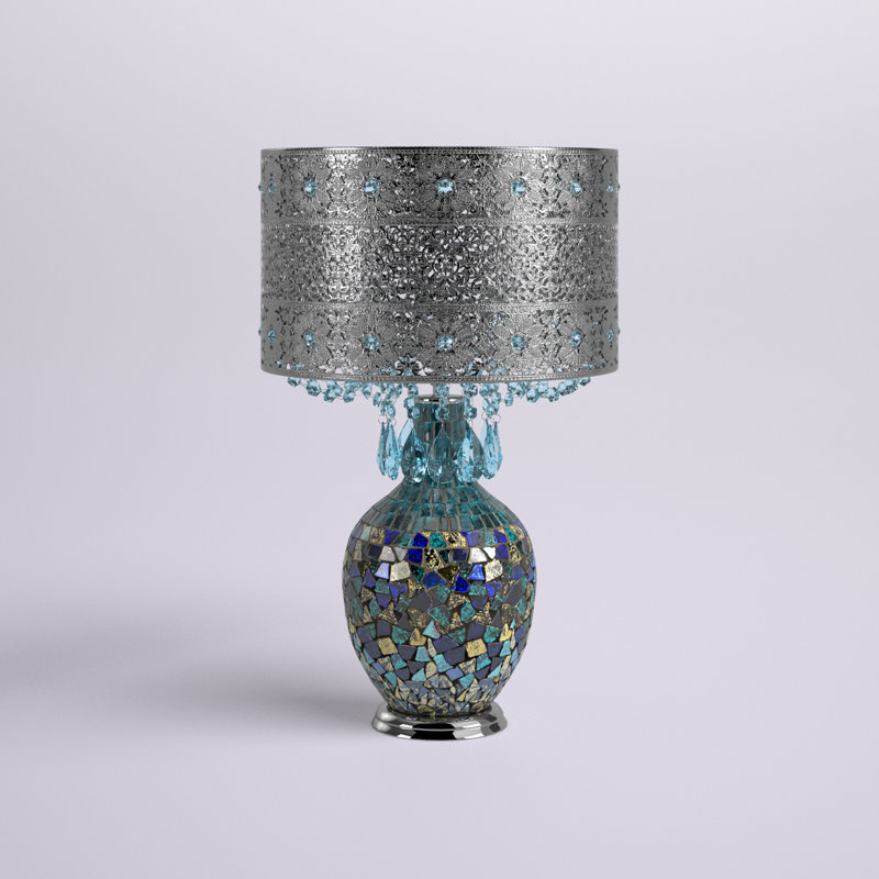 Betton 22"H Turquoise and Silver Mosaic Table Lamp