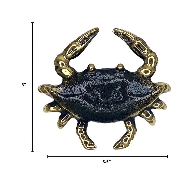 Blue Crab Push Button, Brass