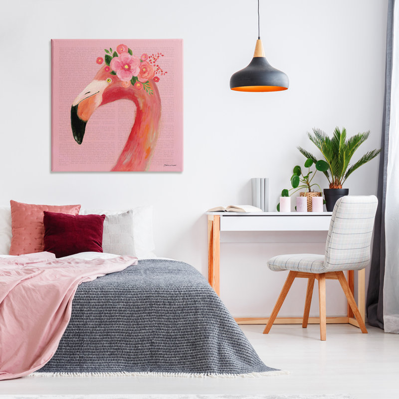 «Floral Flamingo Pink Portrait», impression, H 36 po x l 36 po
