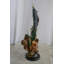 Sculpture bronze en forme de voilier sur fond d'algues corail 11 po x 7 po x H 24 po