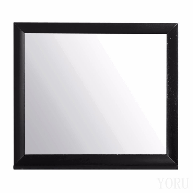 Miroir noir, H 34,84 po x l 39,37 po, Bois massif et panneau de fibres à densité moyen, Rectangulaire