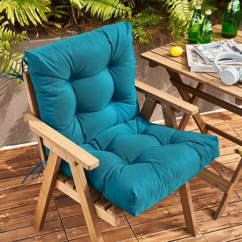 Outdoor 4'' Dining Chair Seat / Back Cushion, Teal