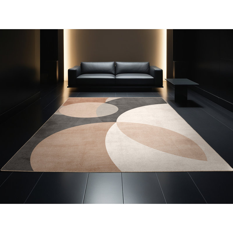 Machine Washable Yonkers Goalball Minimalist Rug in Brown – Beige Binding, 8x12