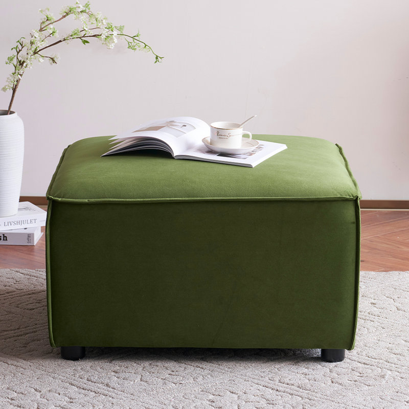 Abraam 70cm Wide Square Solid Colour Cocktail Ottoman, Vine Green