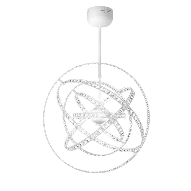 Pendant light 15-flame, Crystal and white