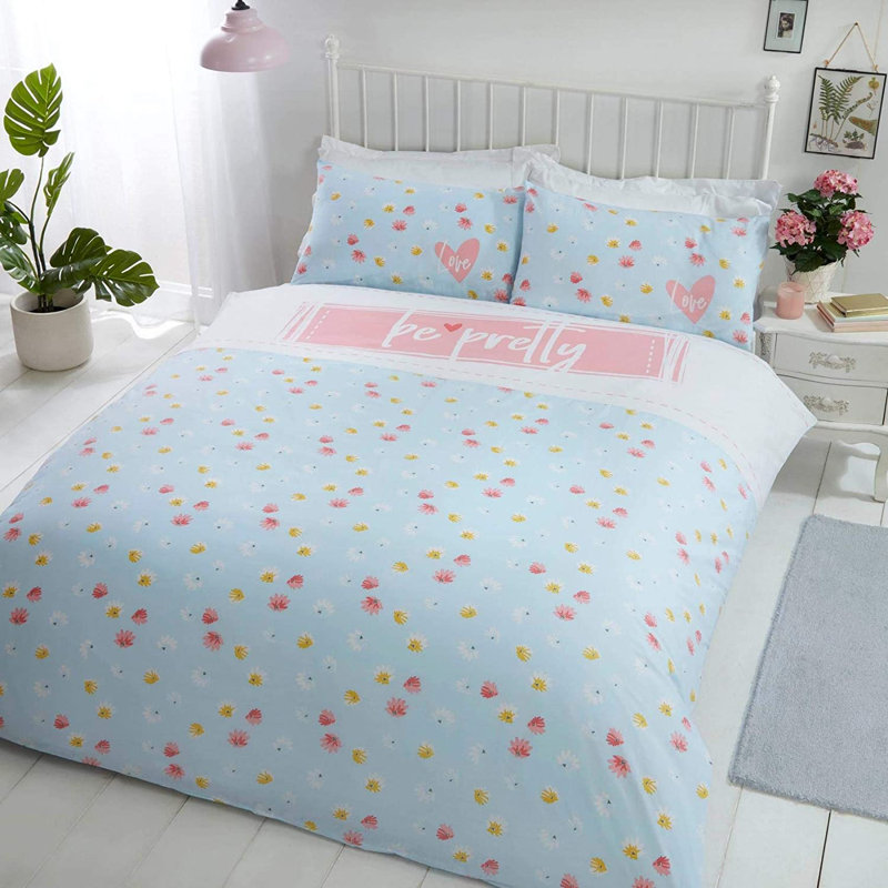 Ozawkie Floral Duvet Cover Set with Pillowcases Included, Double - 2 Standard Pillowcases, Blue