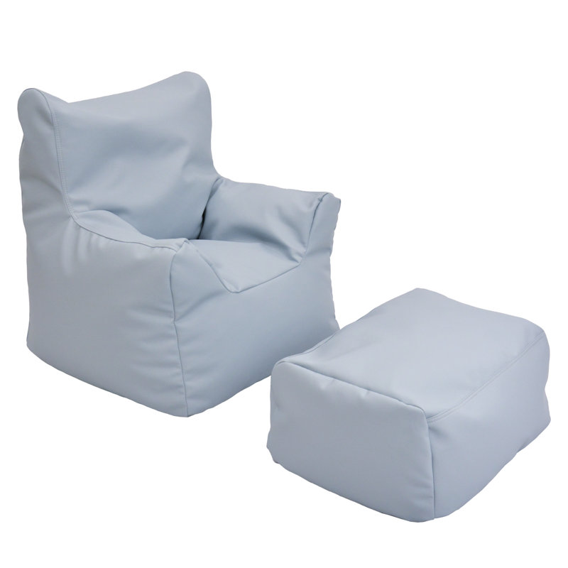 Fauteuil confortable et repose-pieds, Polyuréthane bleu brouillard