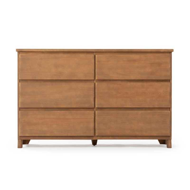 Modern Farmhouse 6 Drawer Dresser, Pecan