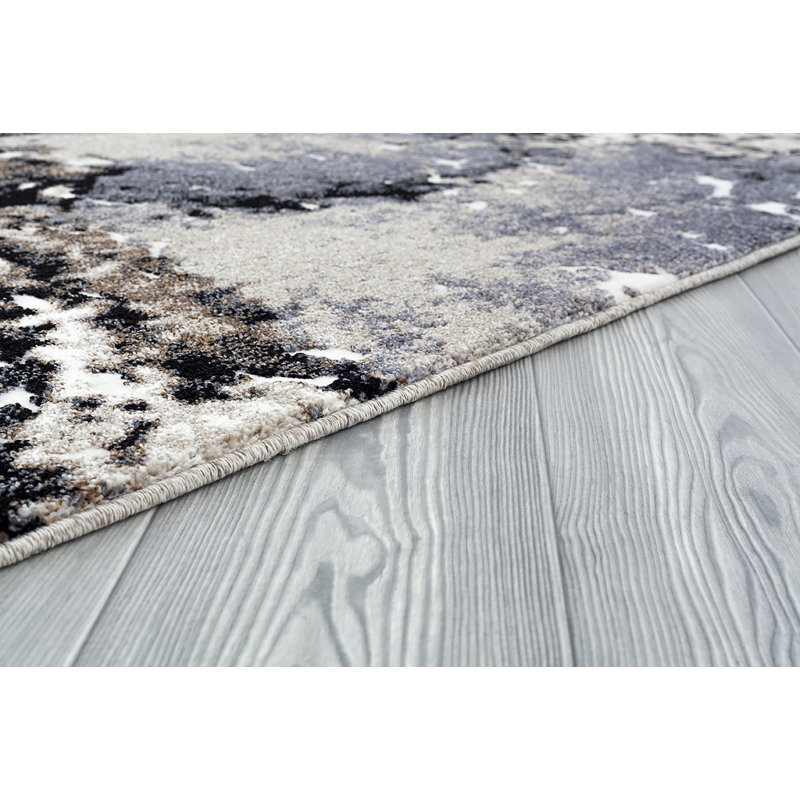 Tapis abstrait beige / gris Towne, Rectangle 2 pi 1 po x 3 pi 3 po