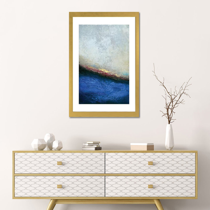 «Slate Wave» par Spell rebond Fine Art - impression, Papier encadré doré, H 24 po x l 16 po x P 1 po, Blanc