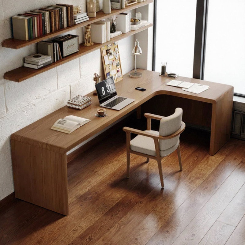 Bureaux modernes en bois de pin massif en forme de L, H 29,52 po x l 70,86 po x P 47,24 po