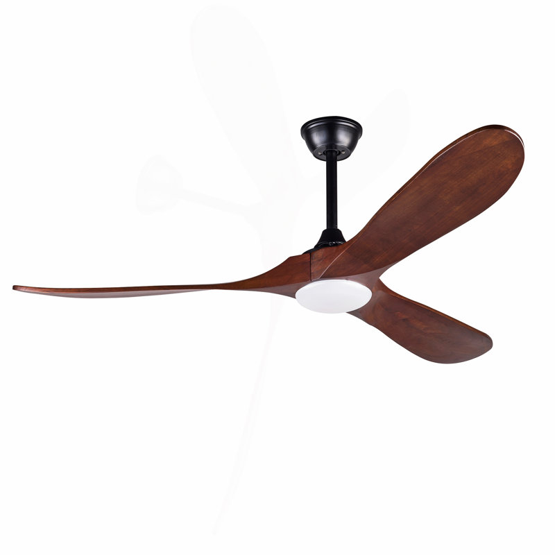 New Model 52 Inch Black Ceiling Fans With Lights And Remote Control,18W Led Light, 3 Solid Wood Blades, Reversible DC Motor For Bedroom Living Room