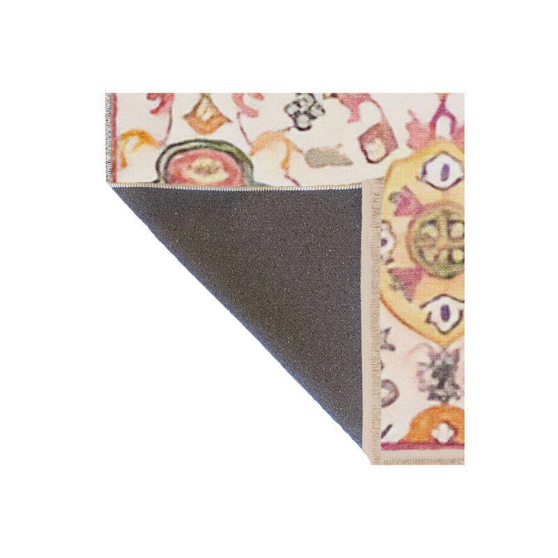 Tapis rose lavable à la machine à motif traditionnel rose, Tapis de couloir 2 pi 6 po x 6 pi 7 po inclus