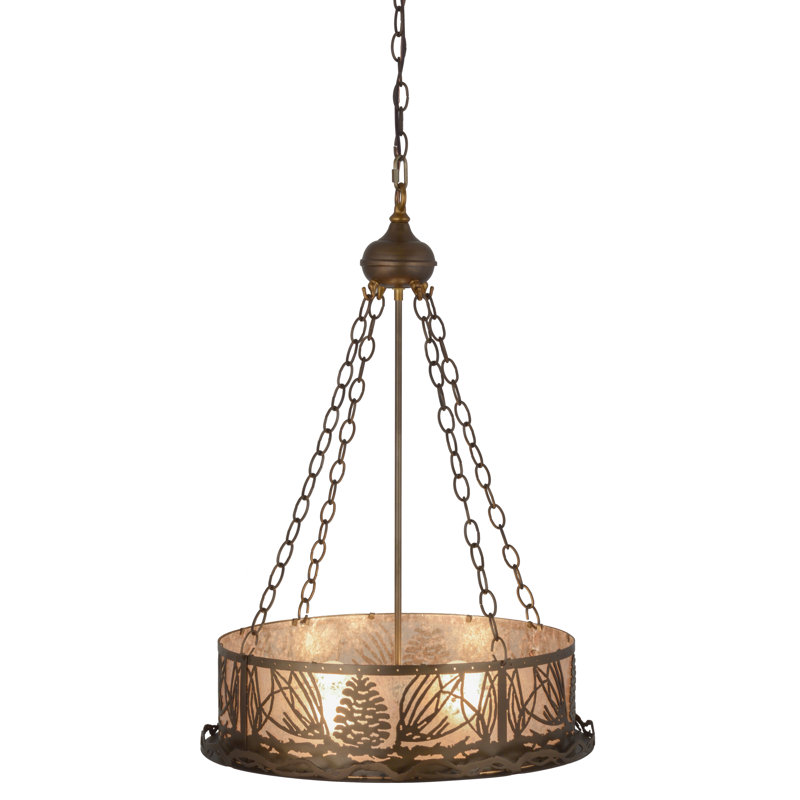 Rustic Lodge 4 - Light Glass Chandelier, Silver, Antique Copper, 35" H x 22" W x 22" D
