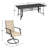 9 Piece Patio Dining Set, Outdoor Dining Table And Chairs Set For 8, 8 Swivel Chairs, 1 Iron Rectangular Table With Adjustable Umbrella Hole, Patio Furniture Set For Deck, Backyard, Lawn, Poolside, Brown/gray/blue-110194796