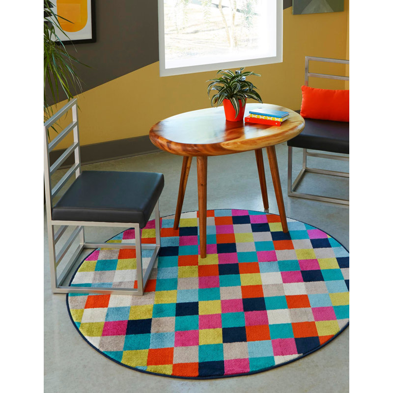 Analiese Geometric Indoor Rug, Round 5'3"