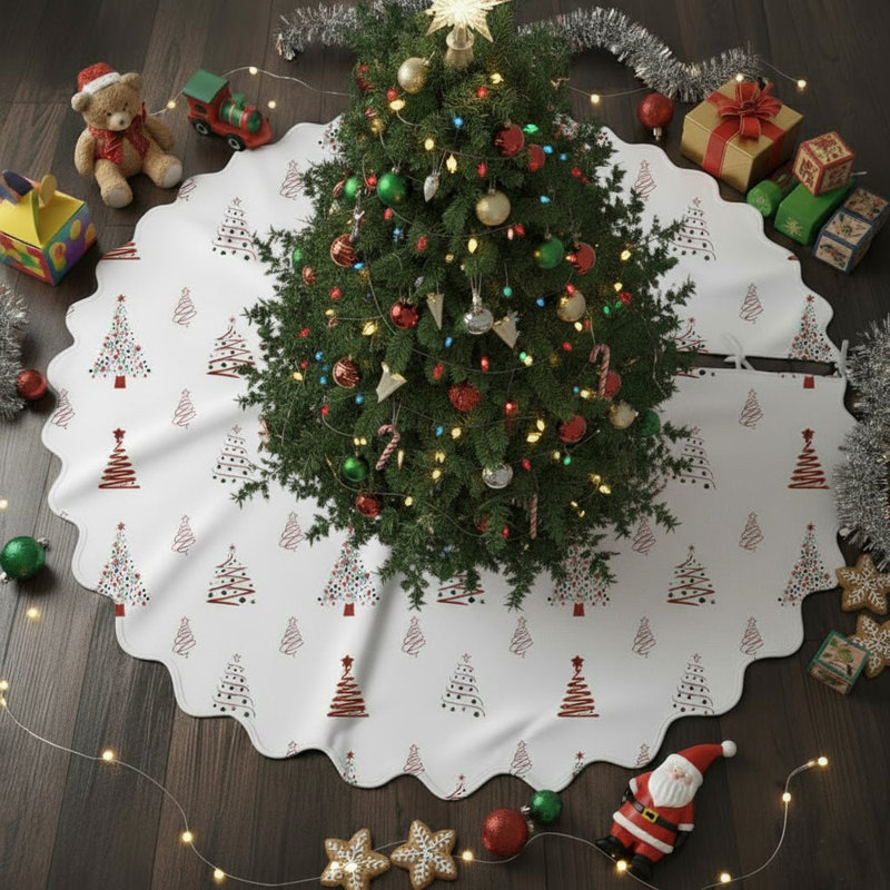 Christmas Tree & Star Pattern Tree Skirt-54" Diameter