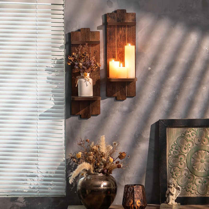 2 Piece Wood Wall Wall Sconce Set