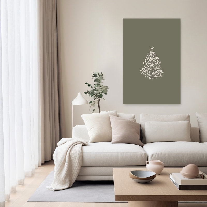Arbre de Noël simple, minimaliste, moderne, abstrait, arbre de Noël pin, hiver, impression murale, H 60 po x l 40 po