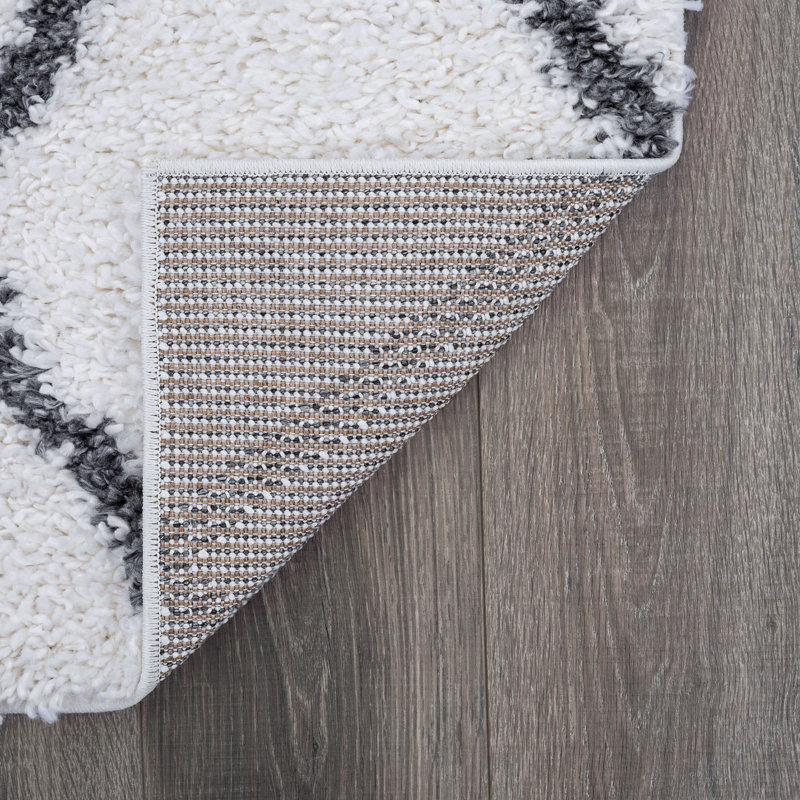 Tapis blanc à poils longs Charton, Rectangle 8 pi 9 po x 12 pi 2 po