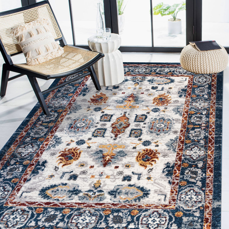Tapis bleu / jaune Aleyssi, Rectangle 4 pi x 6 pi