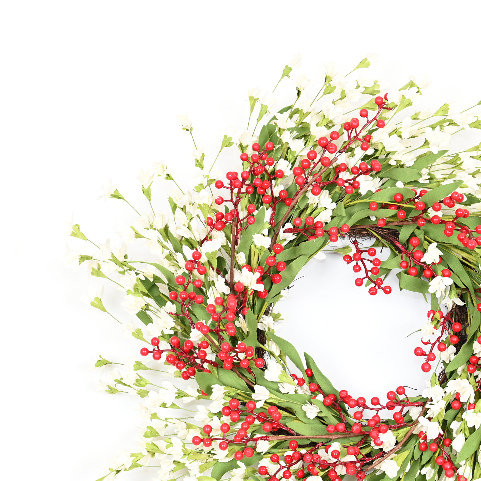 24" Handcrafted Berry Forsythia Wreath