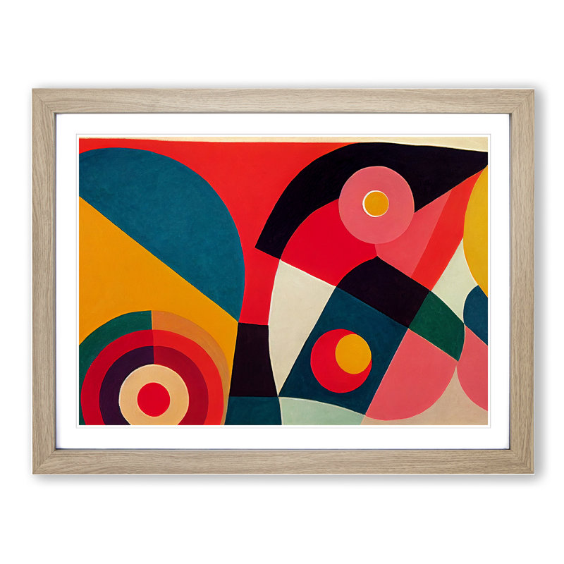 Five Star Abstract - Single Picture Frame Painting, 46cm H x 64cm W x 2cm D, Oak
