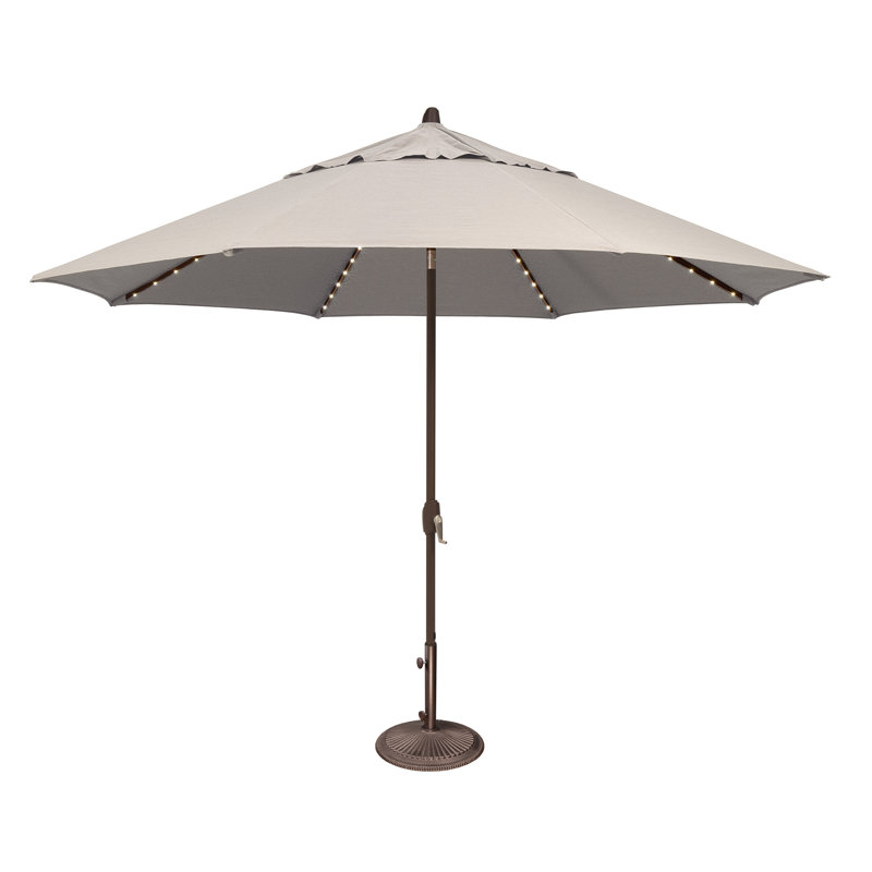 Parasol lumineux 11 'Lariat, Toile Sunbrella® naturel, Bronze