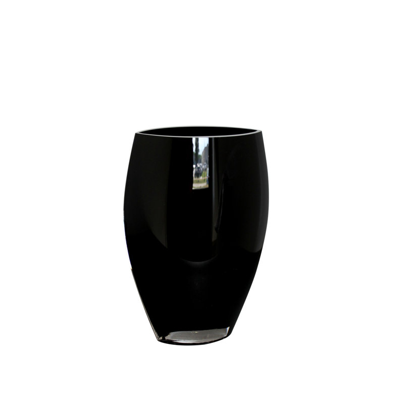 Cialan Glass Table Vase, Black, 12" H x 8" W x 4.5" D
