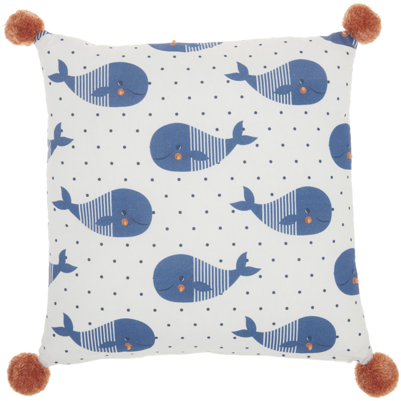  Housse et insert de coussin en coton Whales Square