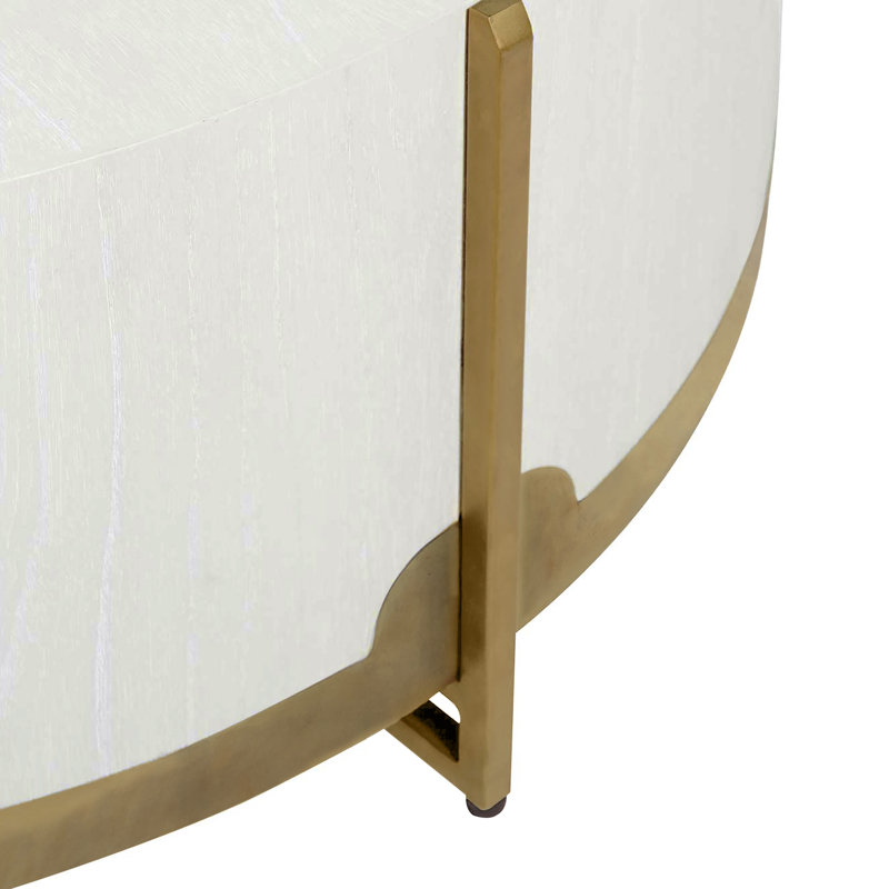 Clifton Drum Coffee Table, White Top/Gold Base