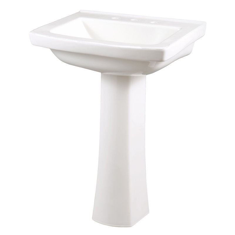 Lavabo de salle de bain rectangulaire en porcelaine vitreuse blanche avec trop-plein, Centres de 8 po