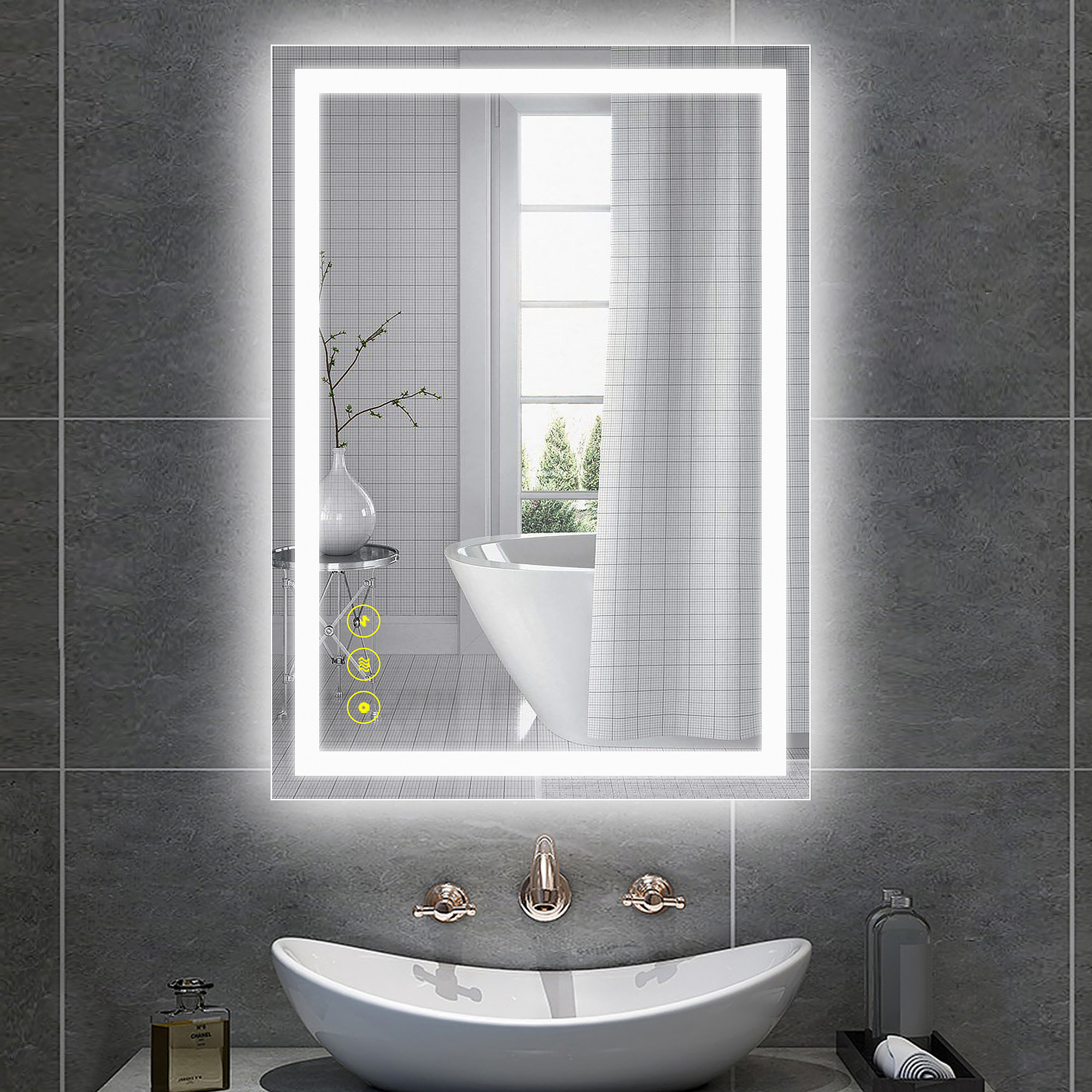 Wrought Studio Carlecia LED Bathroom Mirror Backlight Mirror Touch