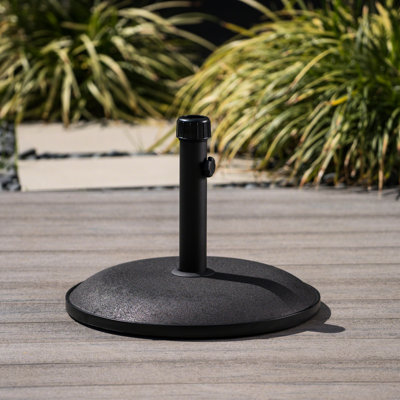Concrete Umbrella Holder, 33 Lbs, Black, For Umbrellas Up To 5 Feet, 17.95x17.95x13.01 Inches Size Black Base, Accommodates 17.95 In. X 13.01 In