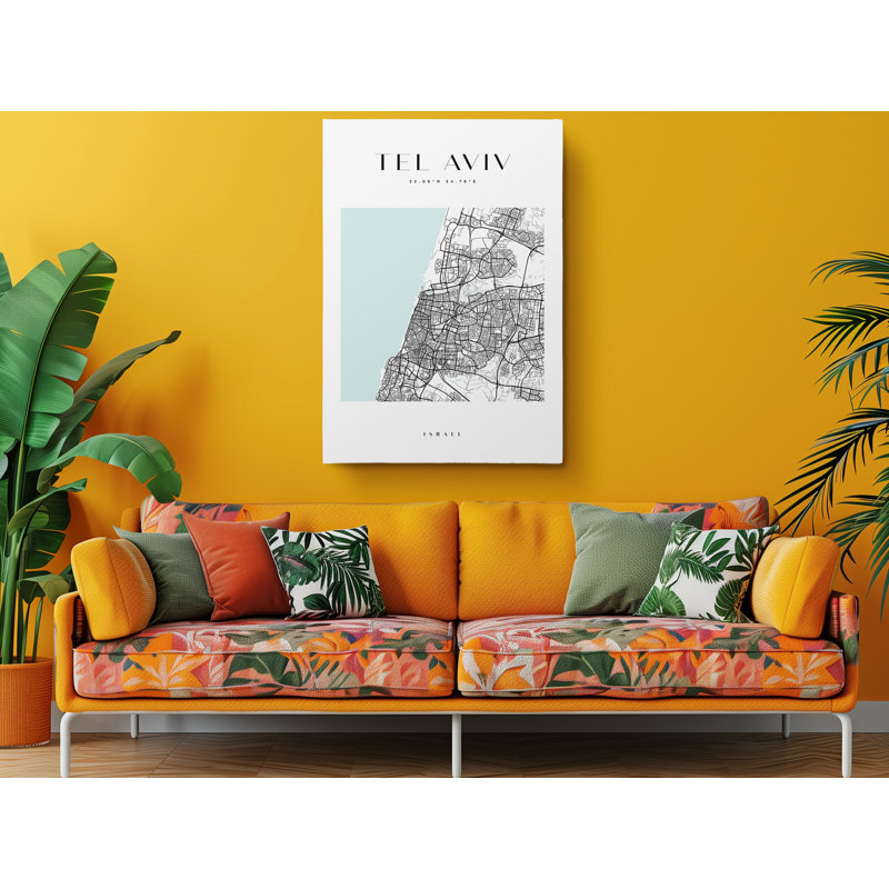 Tel Aviv Map Print Israel Canvas Print