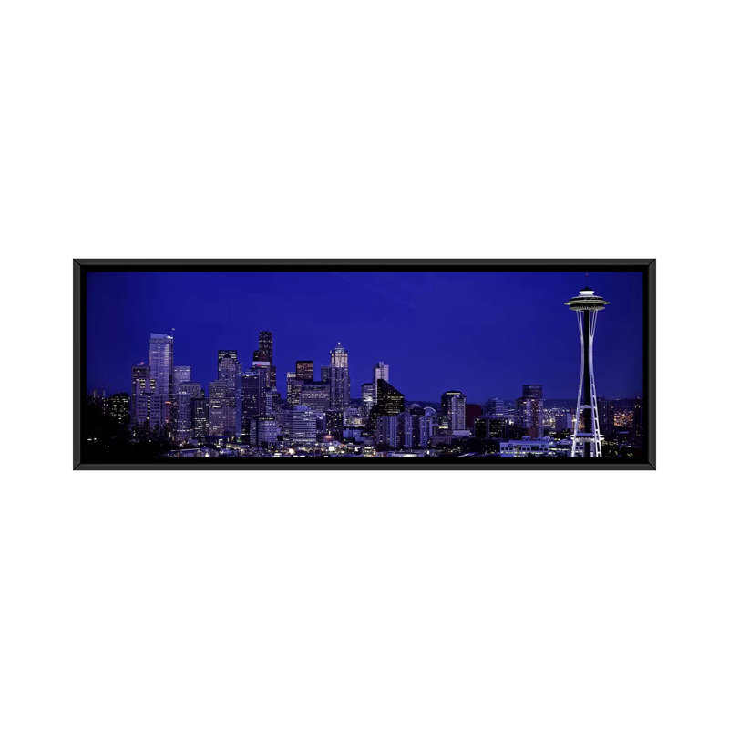 Skyscrapers par Panoramic Images - reproduction de photo sur toile, H 12 po x l 36 po x P 1,5 po, Cadre noir