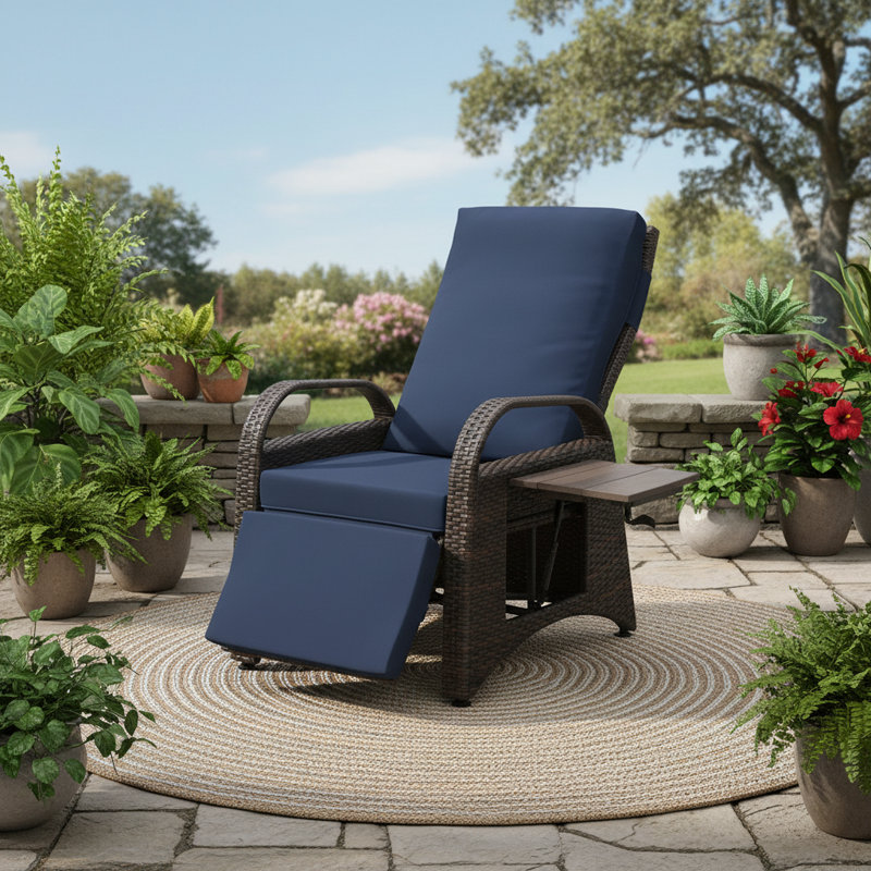 Fauteuil inclinable d'extérieur réglable, Bleu
