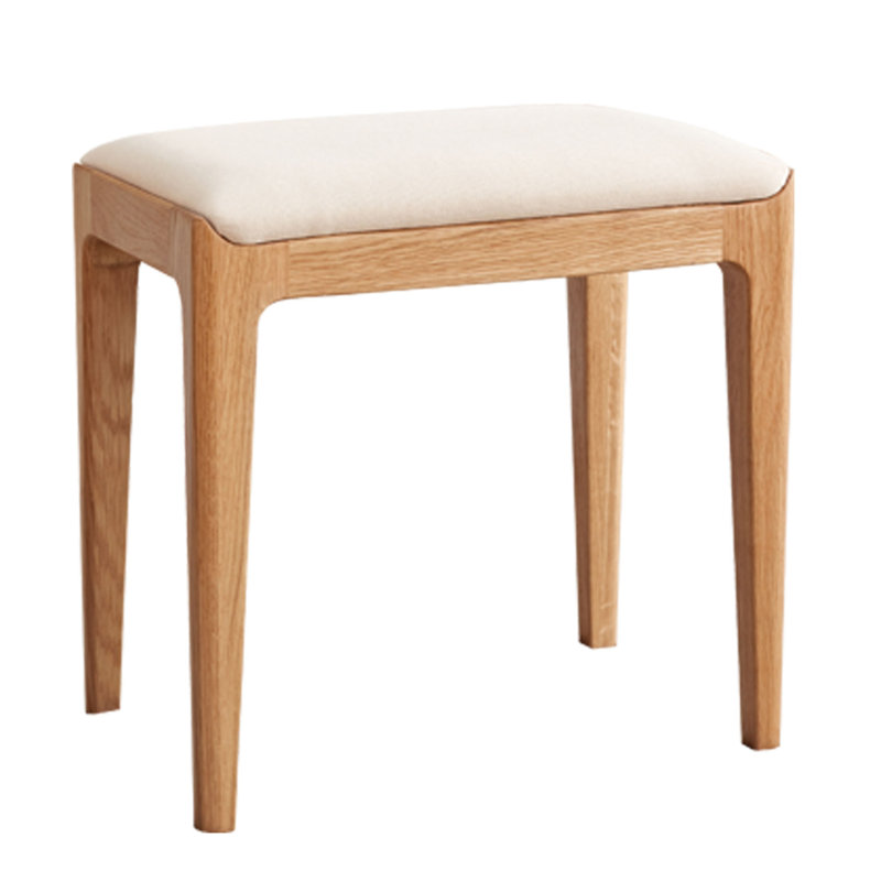 Tabouret de coiffeuse en chêne massif, Naturel
