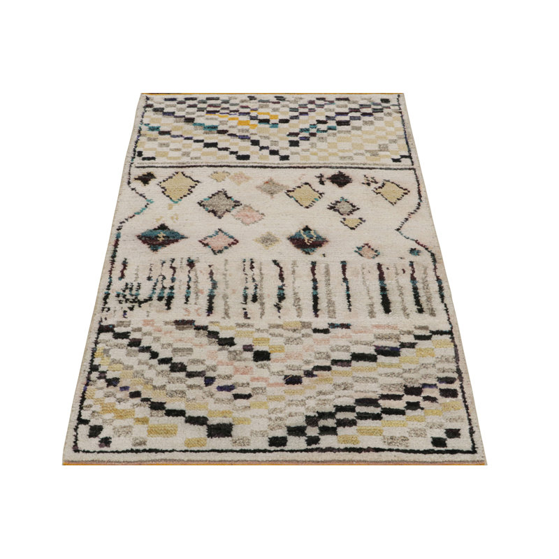 Moroccan Hand Knotted Geometric Area Rug, Rectangle 8' x 10'