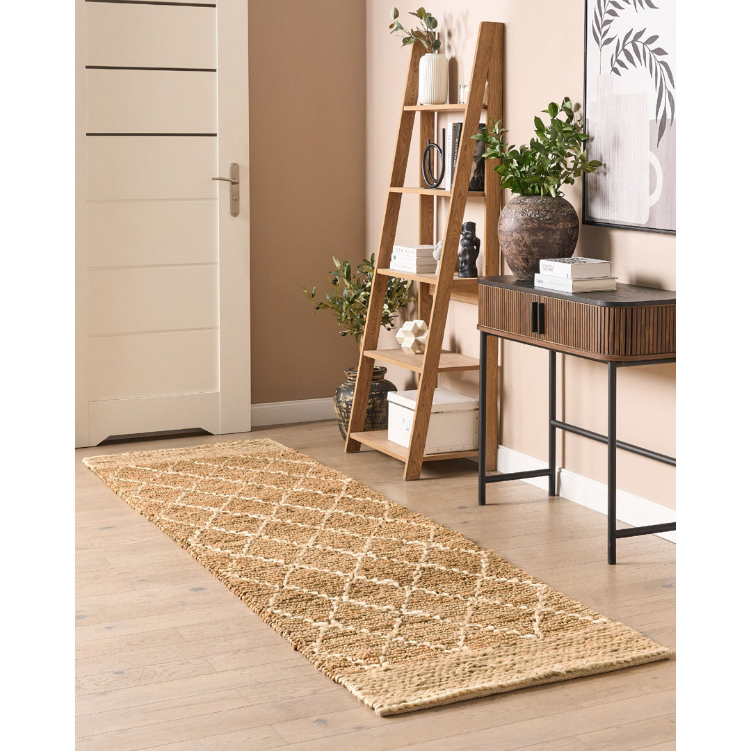 Handgefertigter Flachgewebe-Teppich Alexzandria in Beige