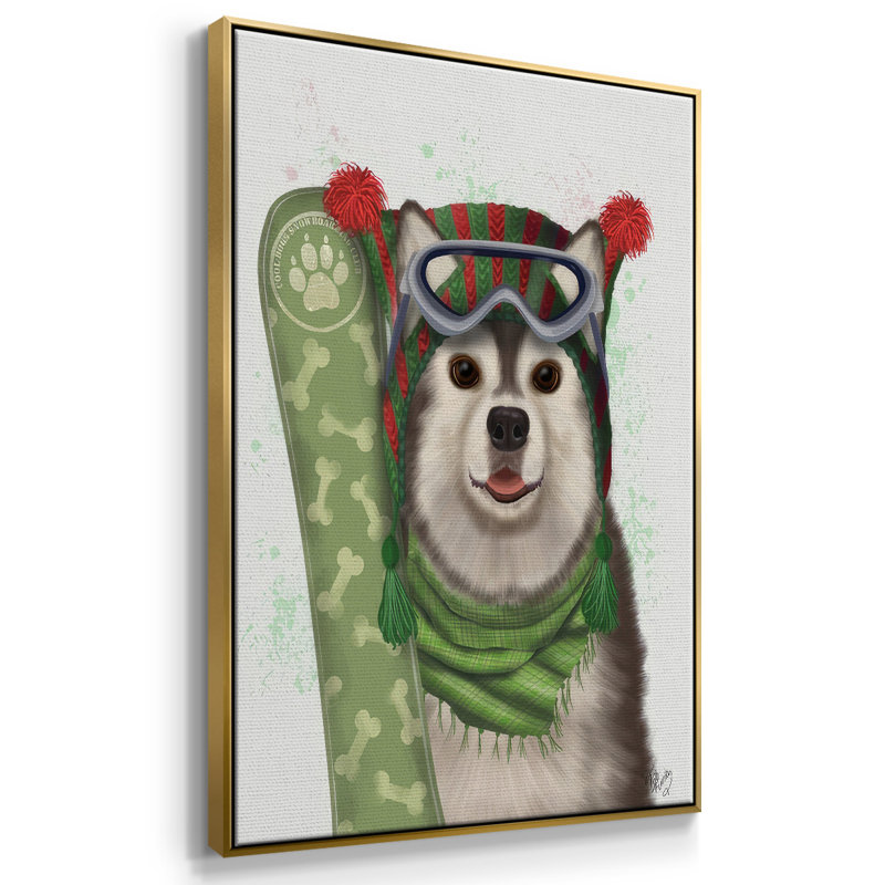Snowboard de Noël Husky, H 41 po x l 27 po x P 1,5 po, Or