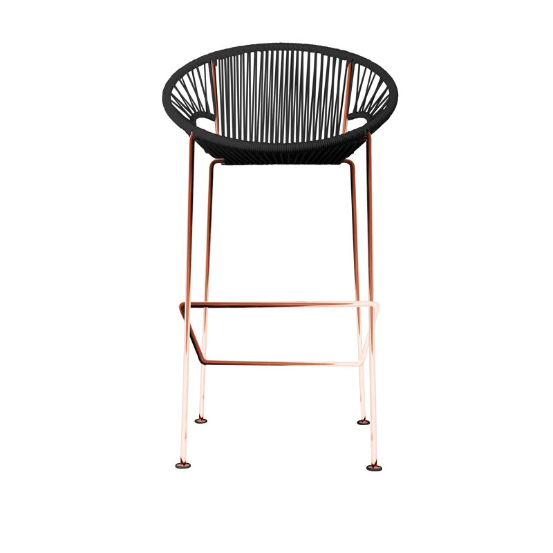 Alaena Puerto Indoor/Outdoor Handmade Bar Height Stool, Black, Copper