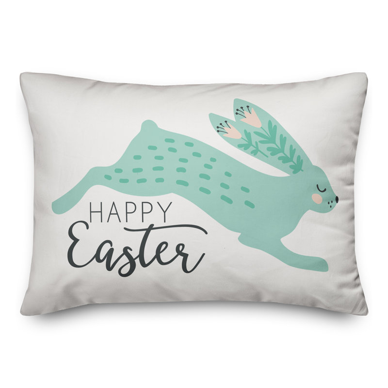  Coussin Leaping Rabbit, Polyester / Bourre en polyester, Bleu sarcelle