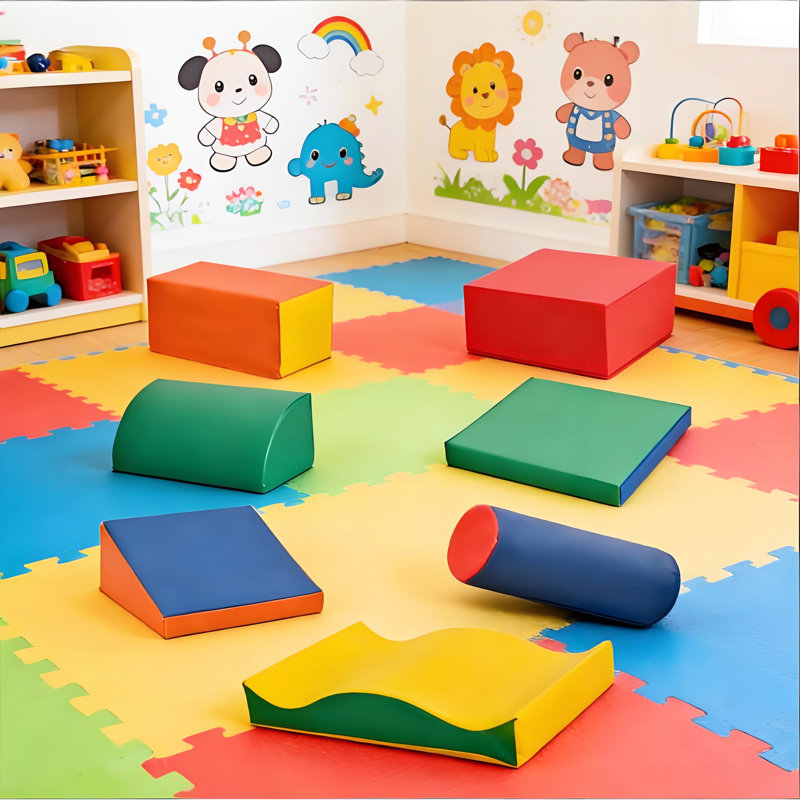 Équipement de jeu multicolore doux pour 1 à 3 ans: sept blocs d'escalade et des années multisensorielles: pièces de mousse rembourrées sécuritaires qui grimpent, glissent, possèdent des compétences